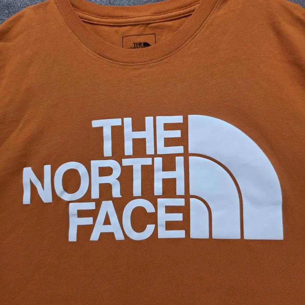 The North Face Shirt Mens M Orange Short Sleeve Crewneck Tagless Cotton Graphic
